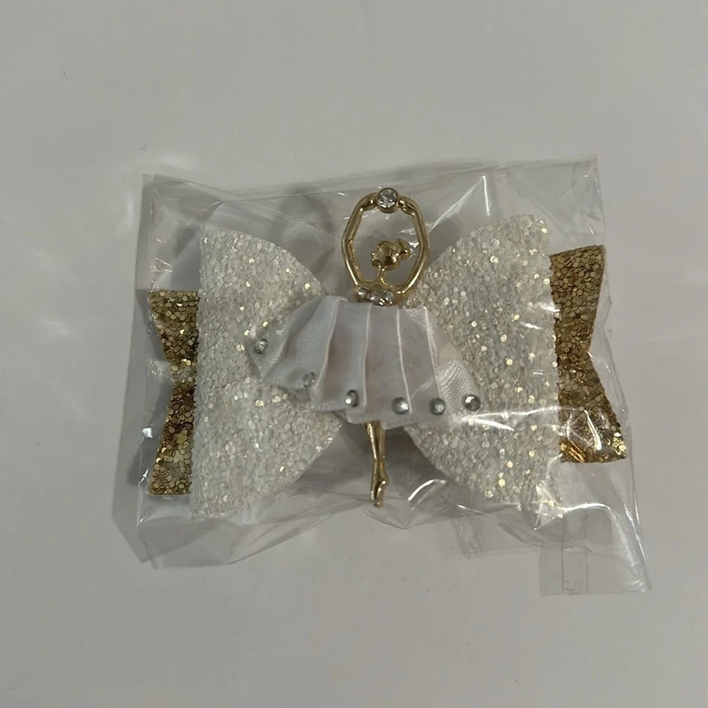 𝅺sparkly white ballerina hair clip barrette